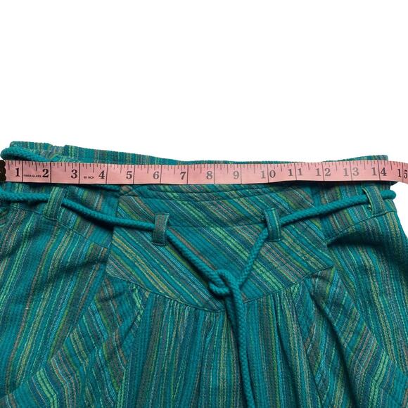 Free People Harem Pants XS Teal Woven Stripe Drop Crotch Boho Festival - Picture 8 of 10